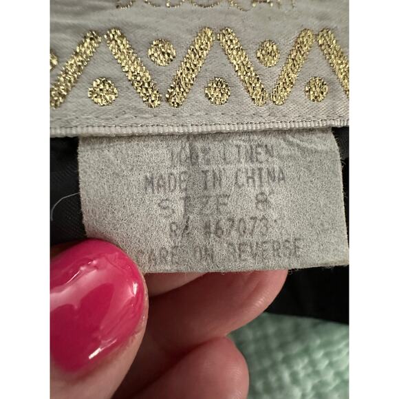 BOUILLABAISSE Deborah Vintage Black Linen Gold-Tone Metal Medallion Straps Dress - Picture 10 of 10